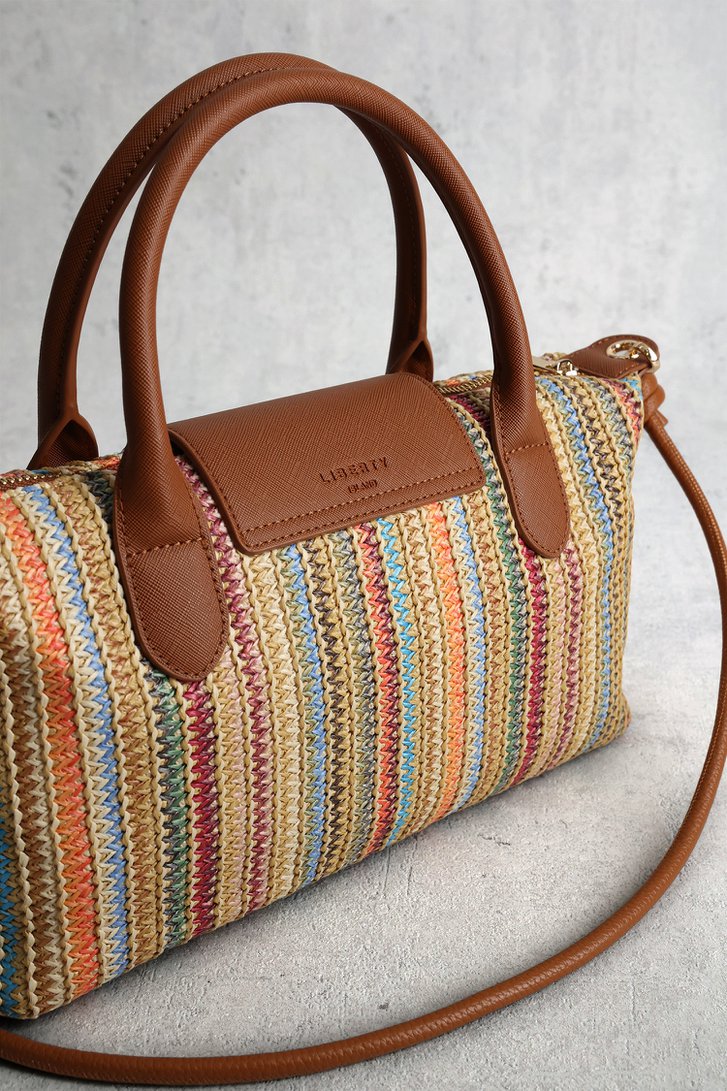 Le dos de Sac à main tressé beige à motif rayé de Liberty Island pour Femmes