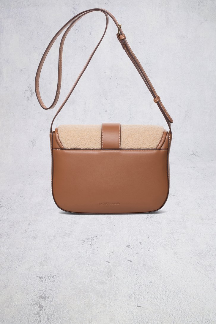 Le dos de Sac bandoulière beige en teddy  de Laurent David pour Femmes