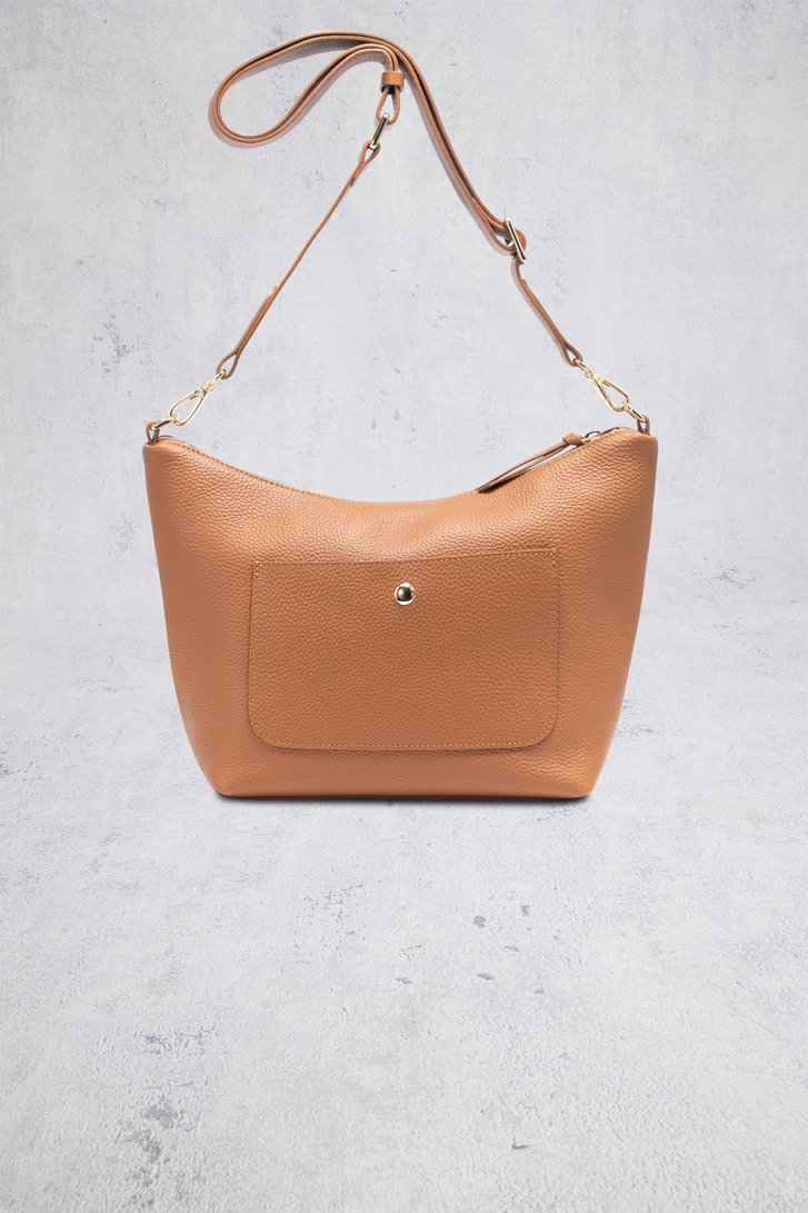 Le dos de Sac bandoulière en cuir camel de Crinkles pour Femmes