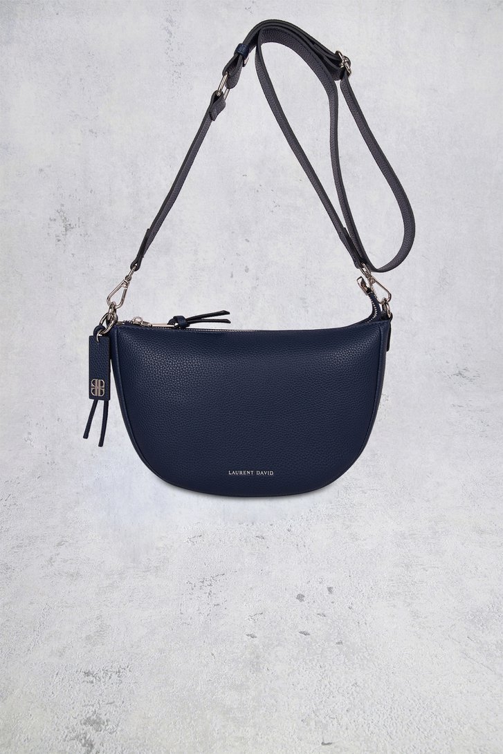 Le devant de Sac bandoulière navy au look leather de Laurent David pour Femmes