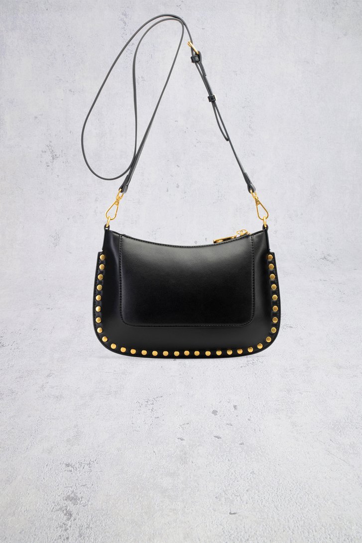 Le dos de Sac bandoulière noir à clous dorés de Laurent David pour Femmes