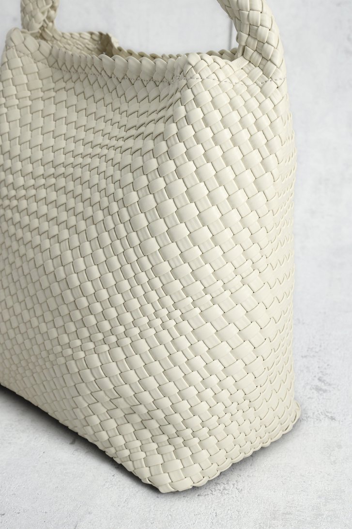 Le dos de Sac porté épaule tressé blanc en imitation cuir de Modeno pour Femmes