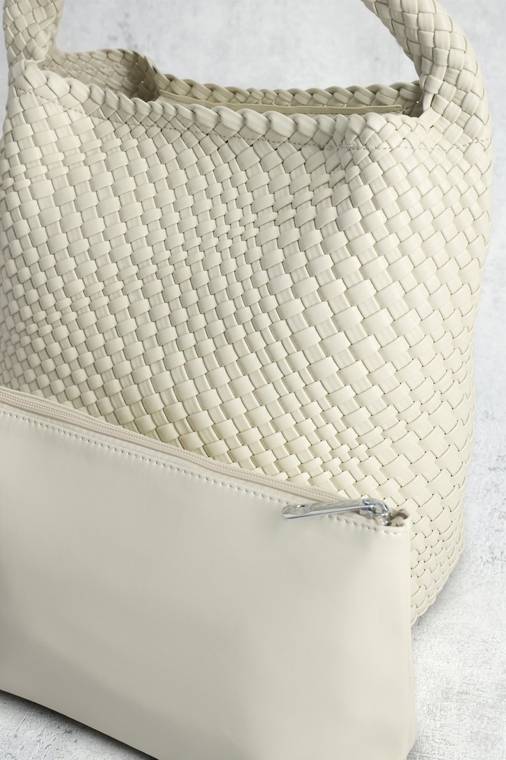 Photo produit 1 de Sac porté épaule tressé blanc en imitation cuir de Modeno pour Femmes