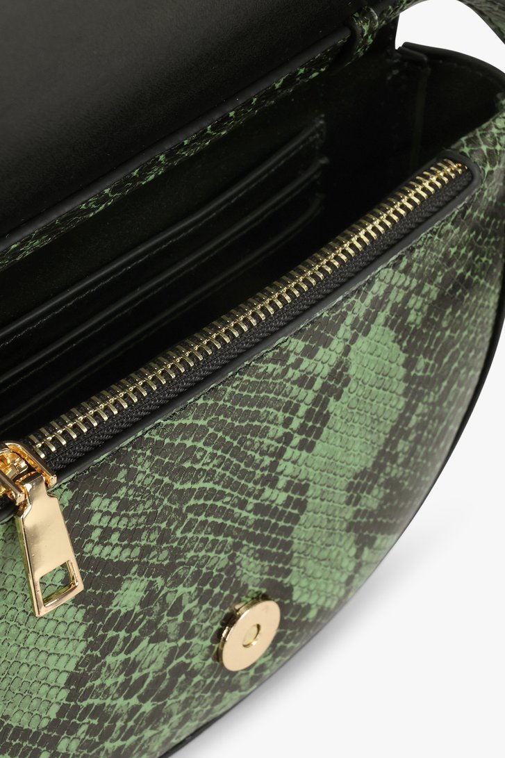 Schoudertas met groene animal print van Louise voor Dames