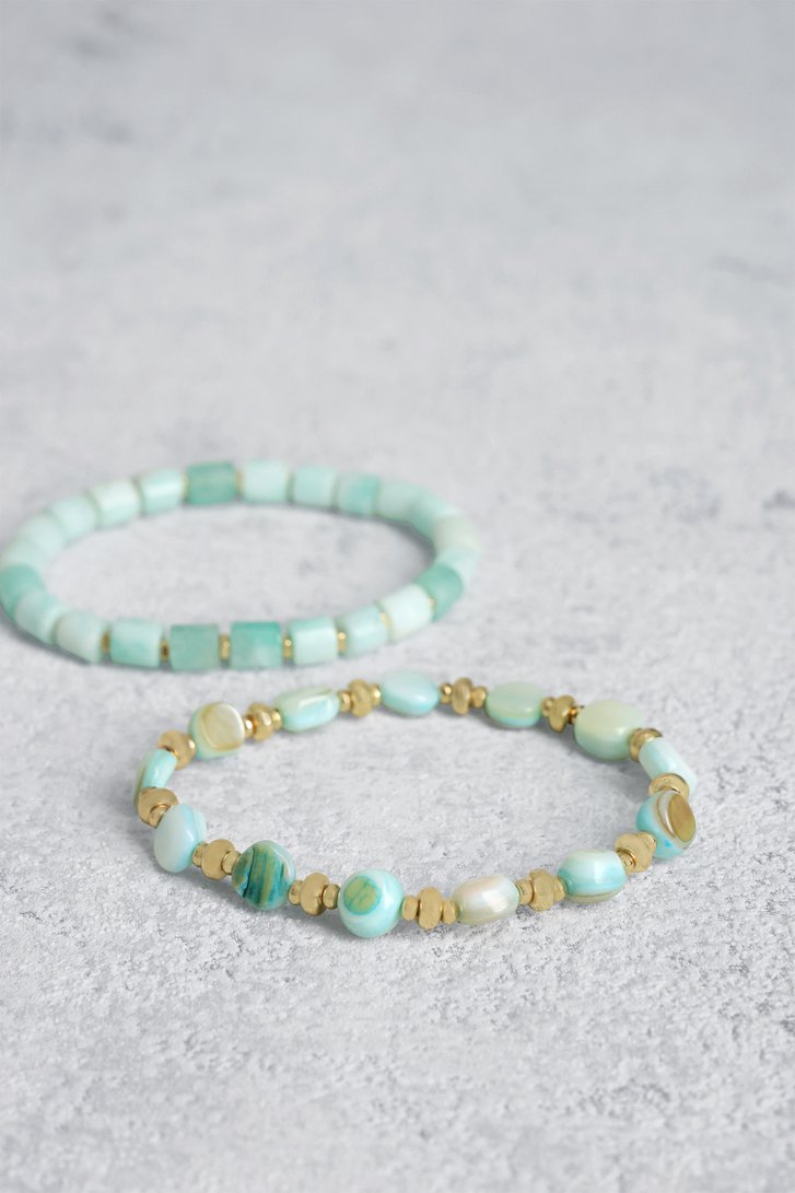 Set de 2 bracelets avec perles vert clair de Liberty Island pour Femmes