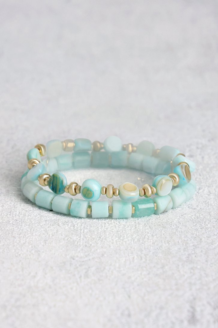 Set de 2 bracelets avec perles vert clair de Liberty Island pour Femmes