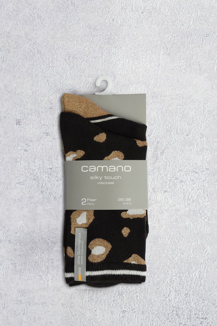 Photo produit 1 de Set de 2 chaussettes noires à détails dorés de Camano pour Femmes