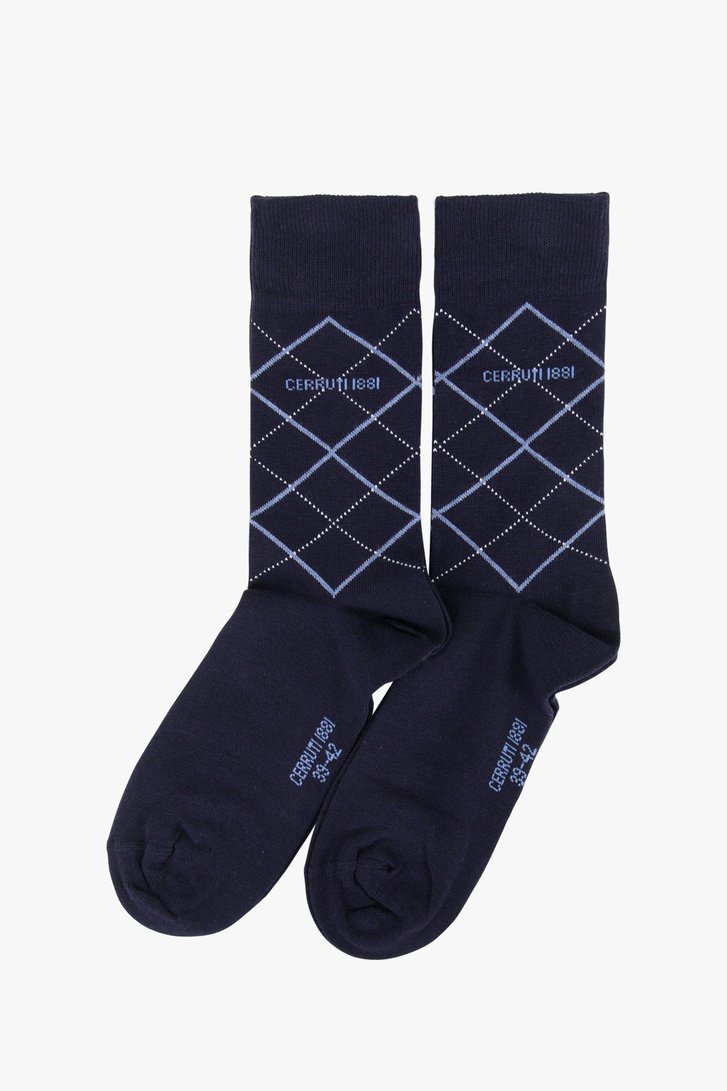 Set van 2: blauwe geruite sokken van Cerruti 1881 voor Heren