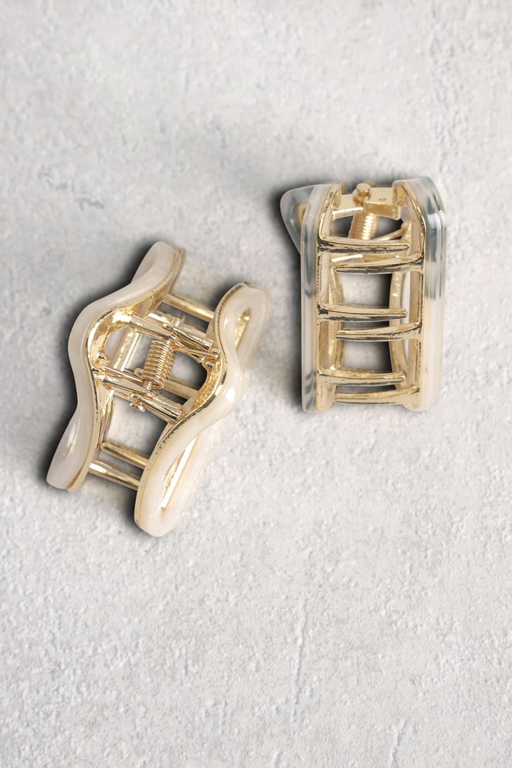 Productfoto 1 van Set van 2 haarspelden – Groengrijs en ecru door Liberty Island voor Dames