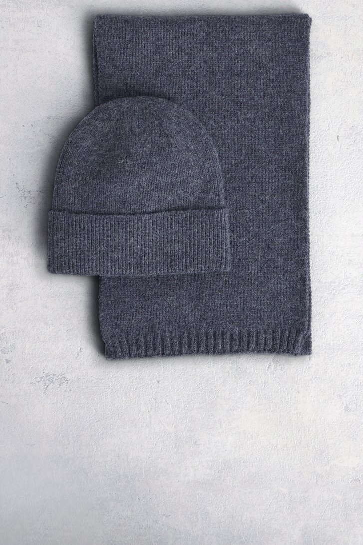 Voorkant van Set van blauwe sjaal en muts door Liberty Island voor Heren