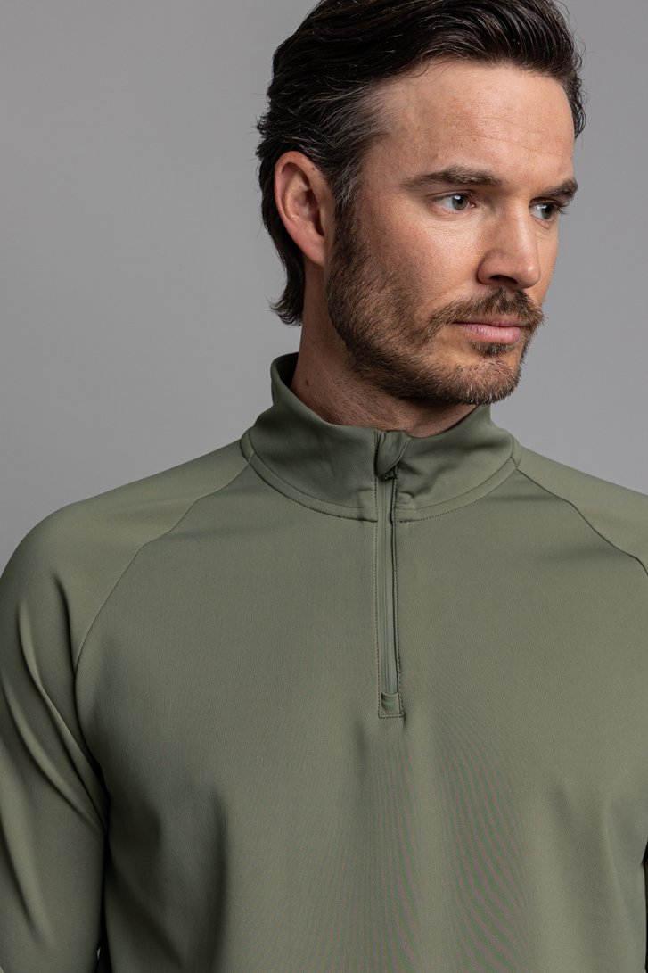 Détail de Shirt de golf vert avec courte fermeture zippée de Dansaert Golf Club pour Hommes