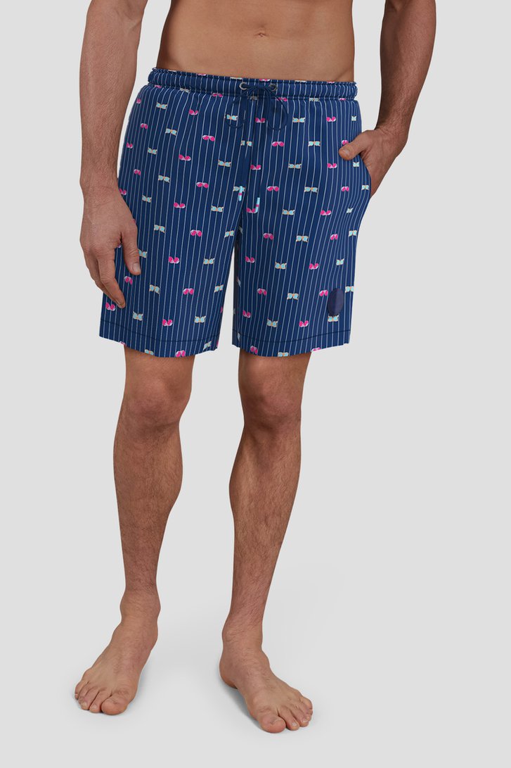 Photo produit 2 de Short de bain rayé bleu avec imprimé de Ceceba pour Hommes
