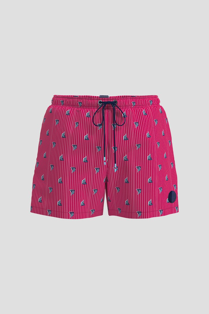 Photo produit 1 de Short de bain rayé rouge avec imprimé de Ceceba pour Hommes