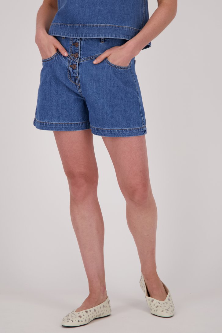 Short en denim bleu foncé de Liberty Island Denim pour Femmes