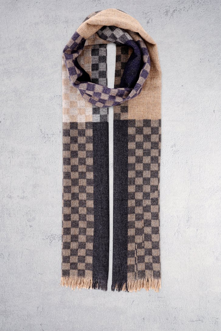 Achterkant van Sjaal met grijs-beige dampatroon door Liberty Island voor Heren