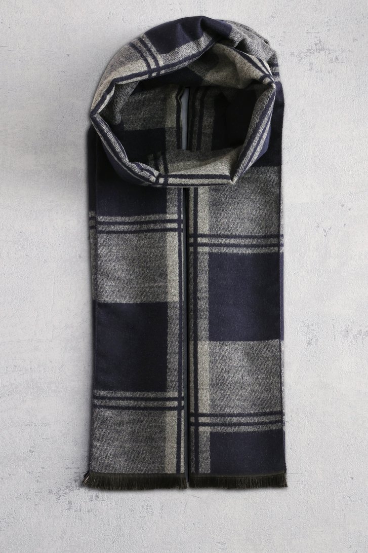 Voorkant van Sjaal met navy-grijs dampatroon door Liberty Island voor Heren