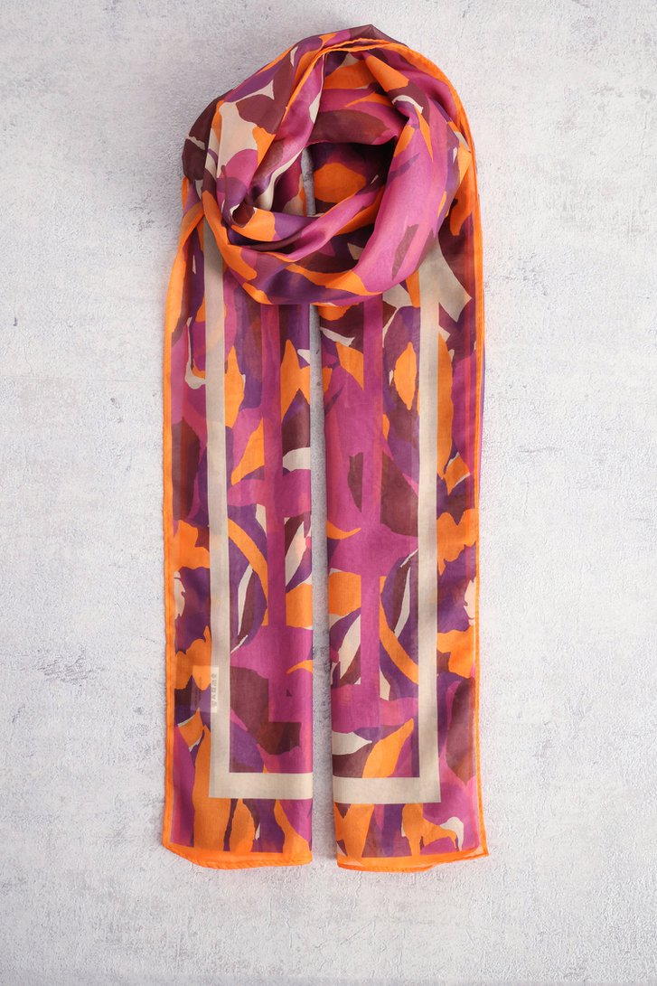 Sjaal met oranje en paarse print van Claude Arielle voor Dames