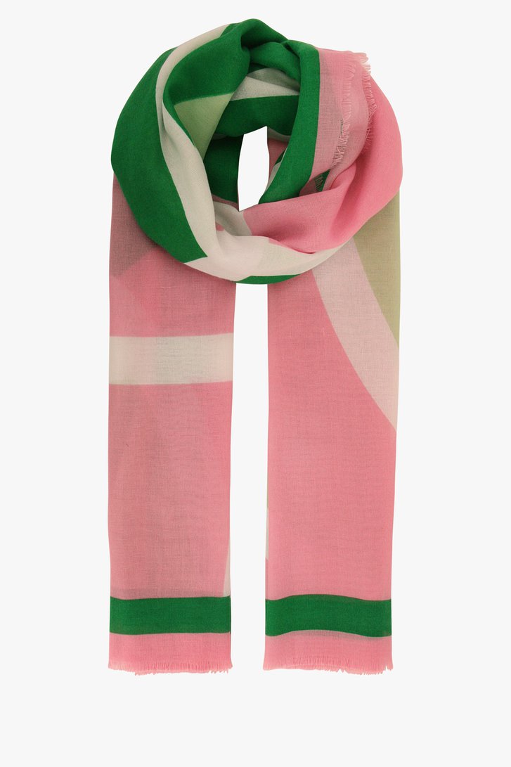 Sjaaltje met groen, roze en ecru van Opus voor Dames