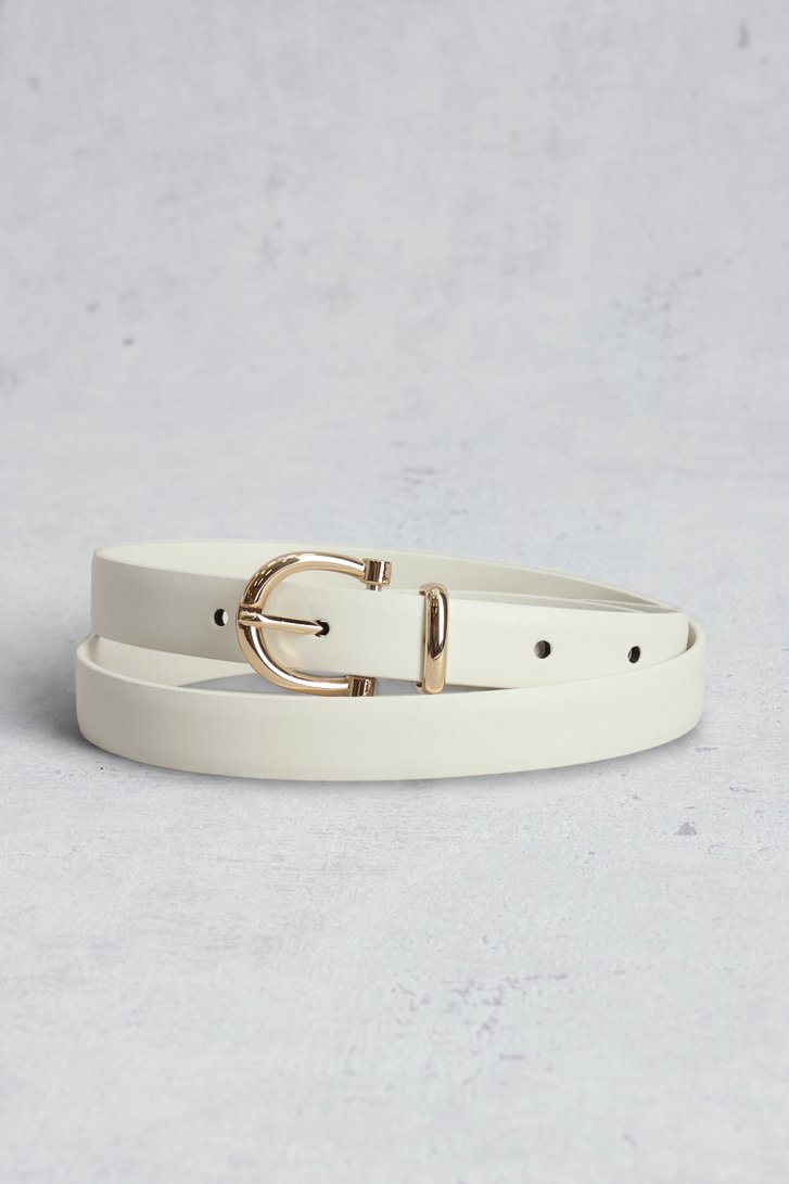 Voorkant van Smalle witte riem met gouden gesp door Liberty Island voor Dames