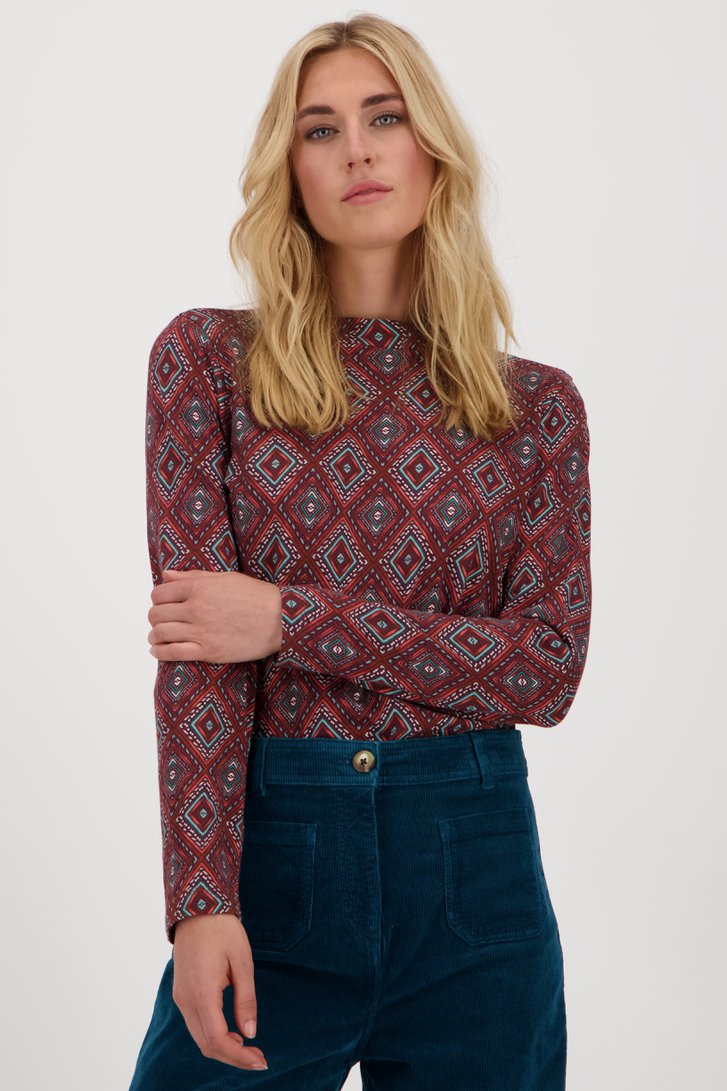 Sous-pull brun rouge avec motif à carreaux de Liberty Loving nature pour Femmes