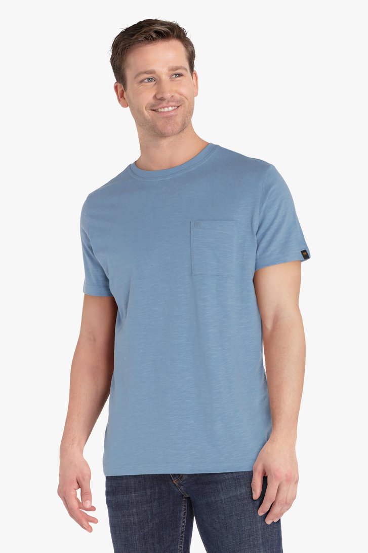 Staalblauw T-shirt met borstzak