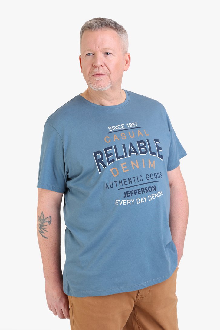 Staalblauw T-shirt met print
