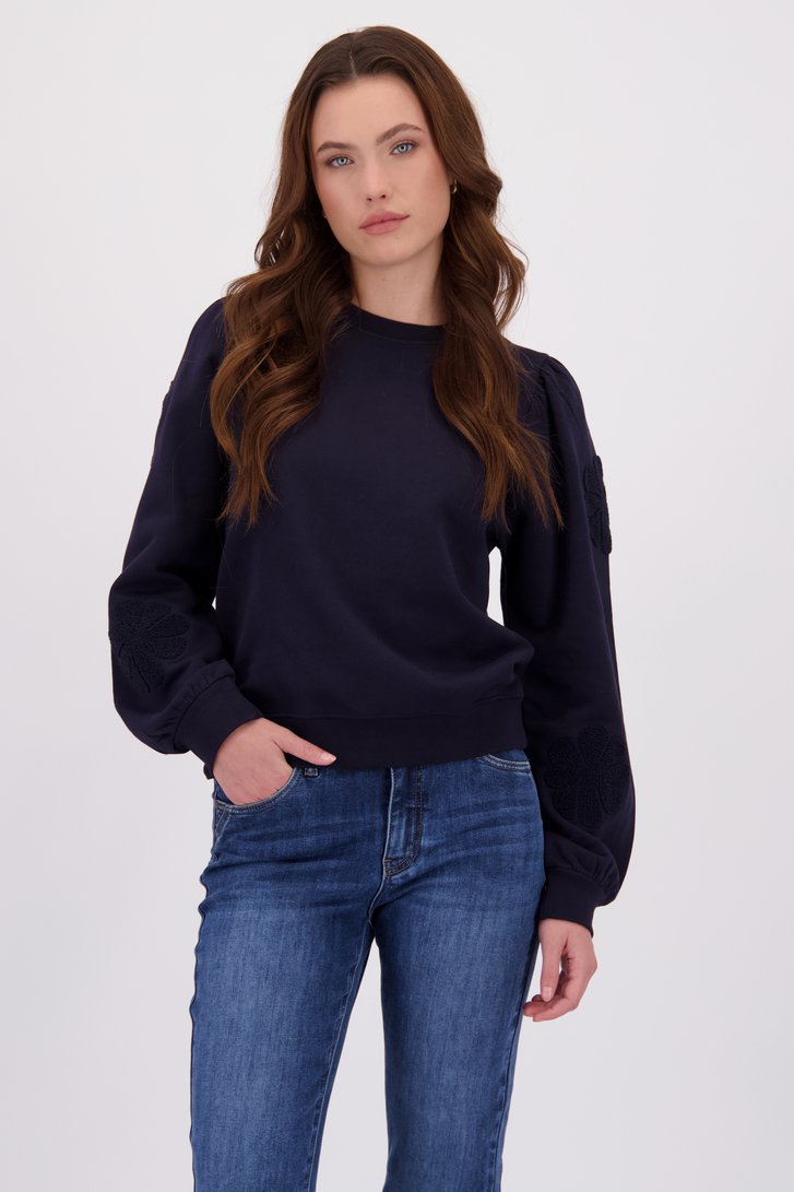Blauwe sweater met broderie van Geisha 7600049 Dameskleding e5