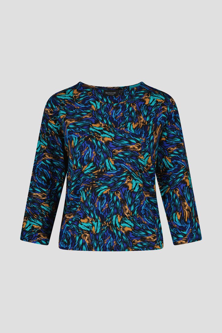 T-shirt à imprimé bleu-orange de Signature pour Femmes