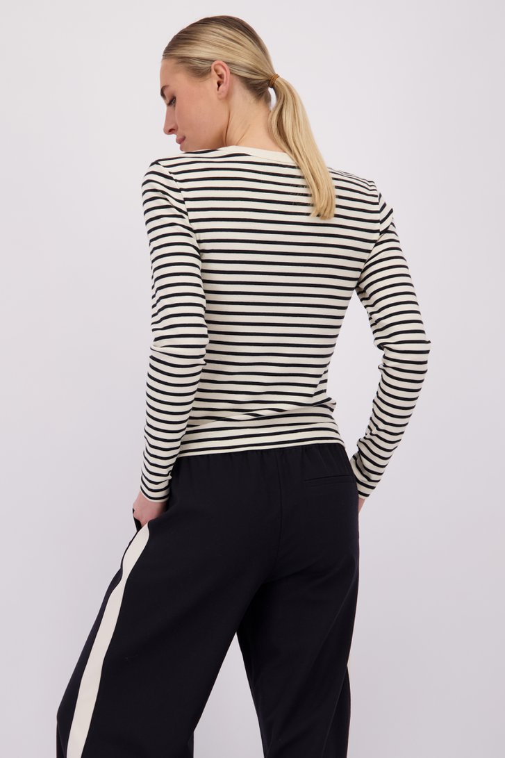 Le dos de T-shirt à manches longues rayé bleu marine de Marc O'Polo pour Femmes