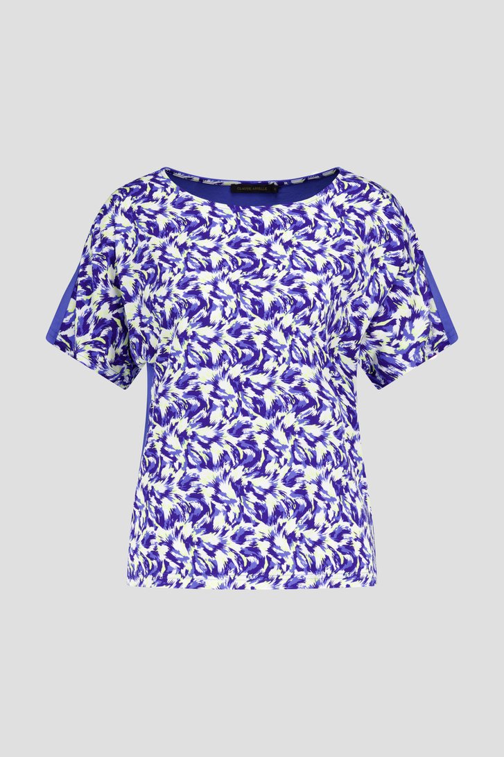 T-shirt à motif bleu, jaune et blanc de Claude Arielle pour Femmes