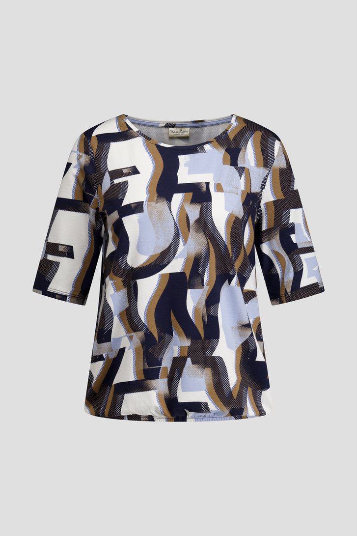 Photo produit 1 de T-shirt à motif graphique beige et bleu de Barbara Lebek pour Femmes