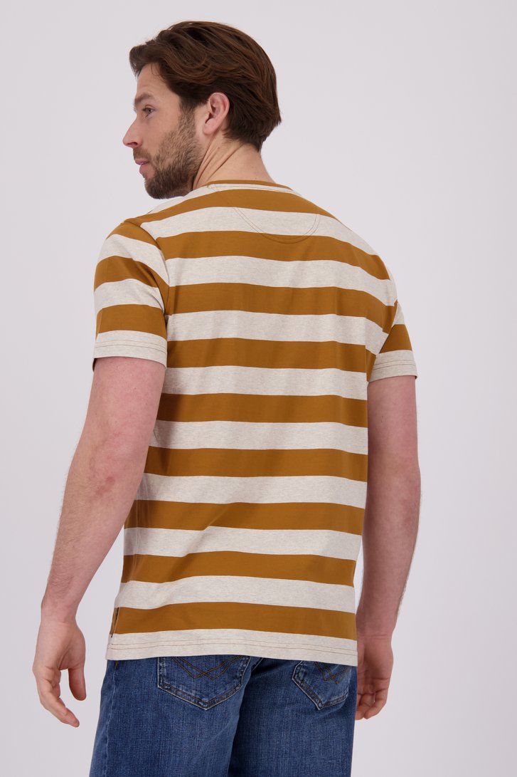 T-shirt à motif rayé marron de Ravøtt pour Hommes