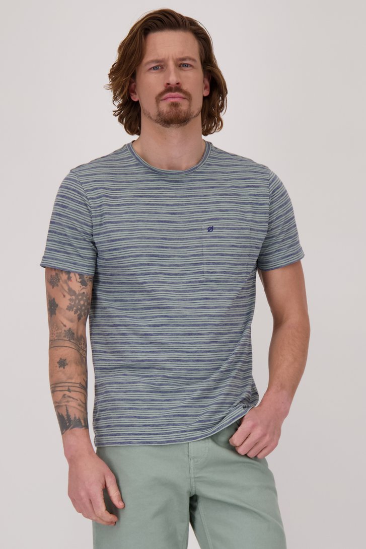 T-shirt à rayures vert de Ravøtt pour Hommes