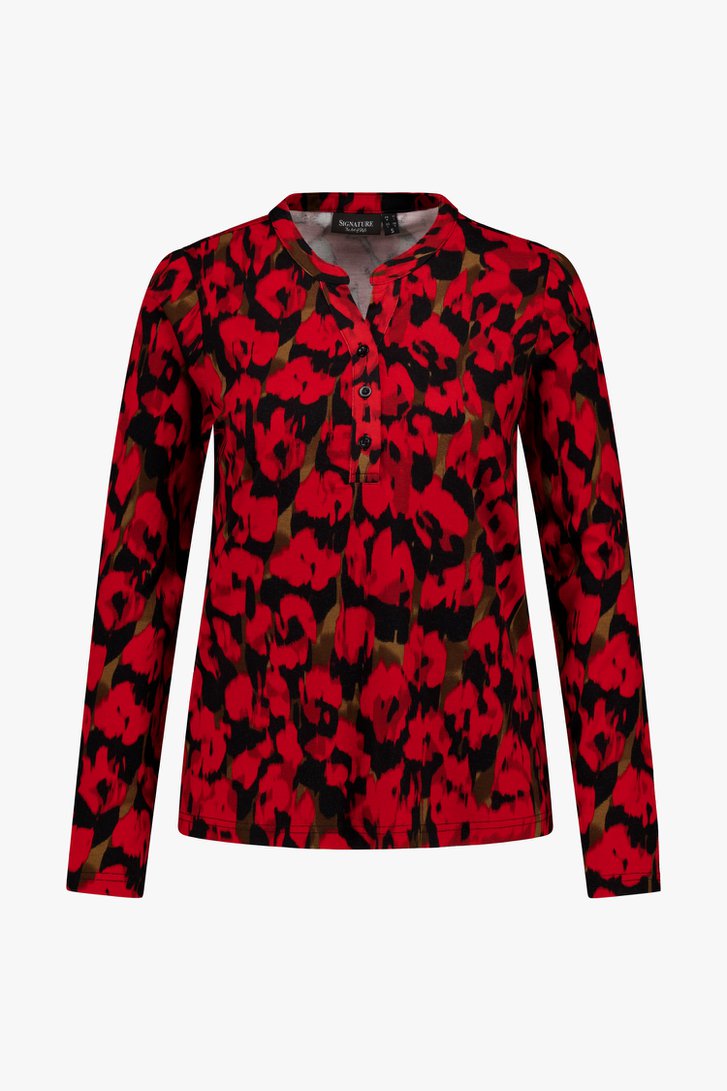 T-shirt avec imprimé en noir et rouge de Signature pour Femmes