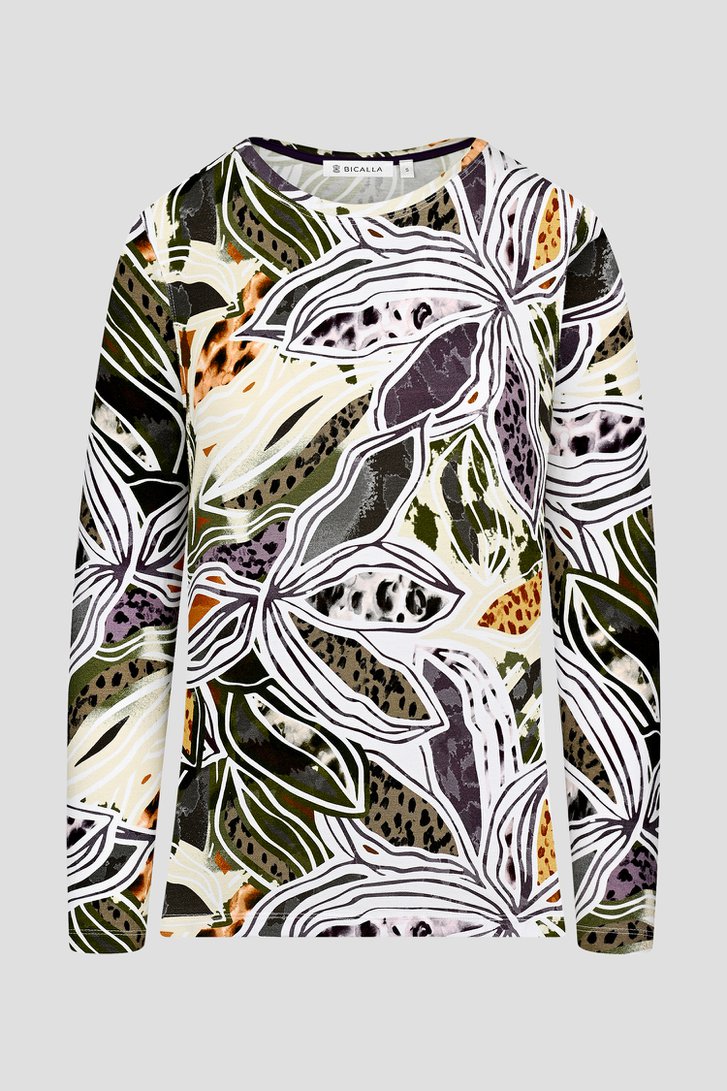 T-shirt avec imprimé feuillage de Bicalla pour Femmes