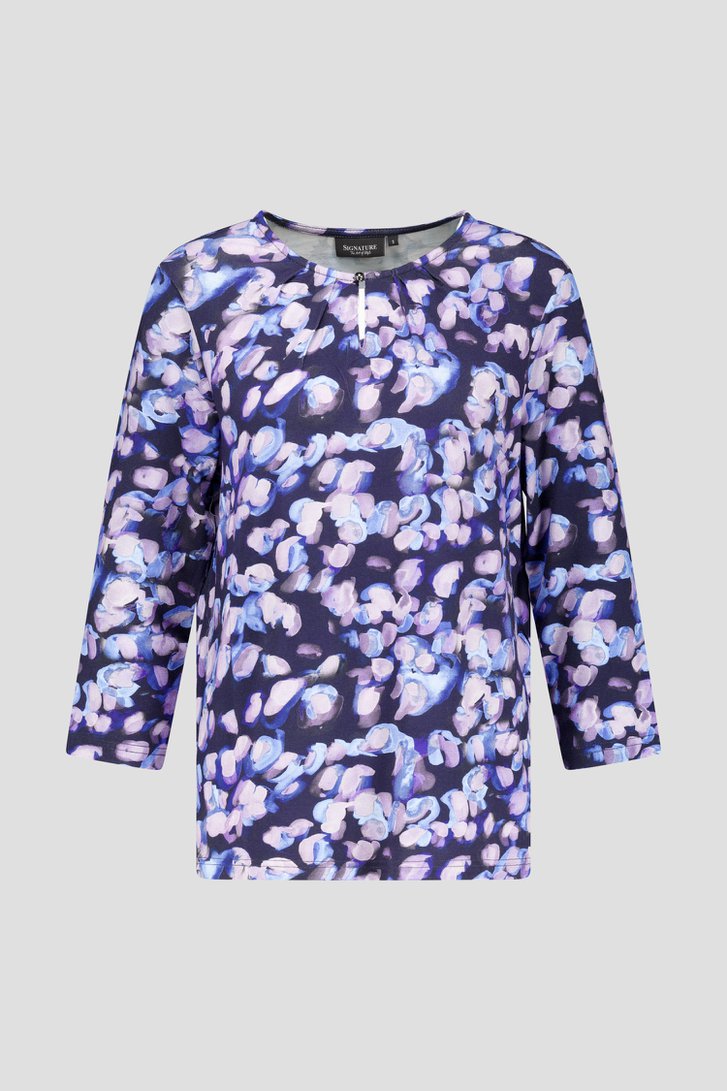 T-shirt avec imprimé violet-bleu de Signature pour Femmes