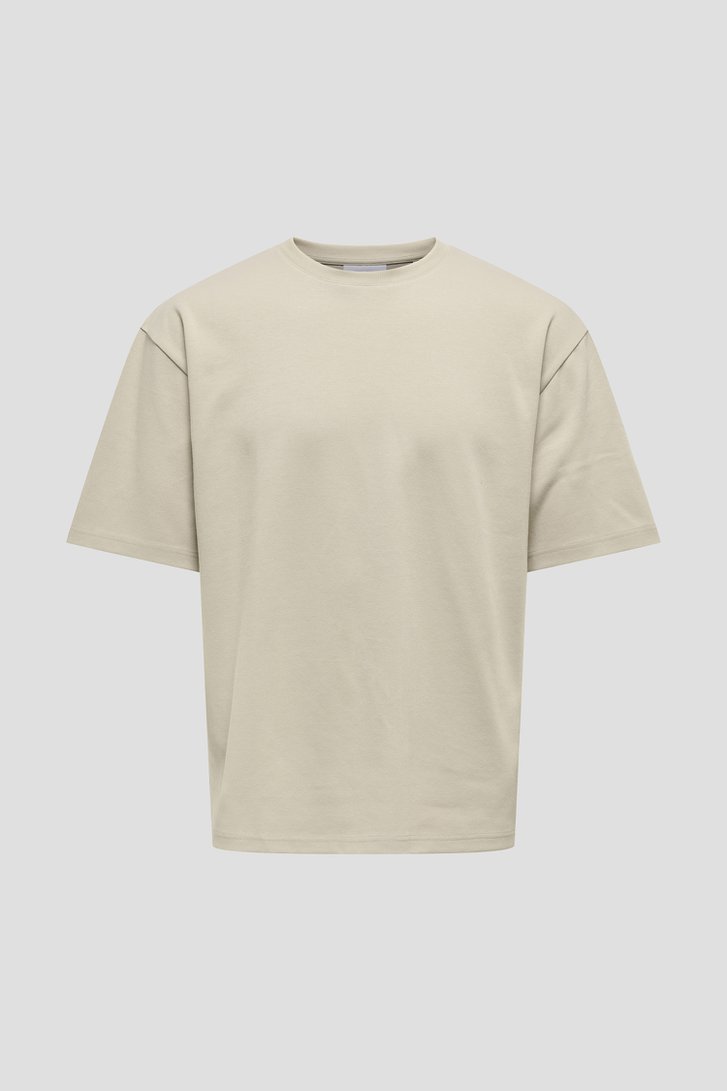 T-shirt beige à col rond de ONLY & SONS pour Hommes