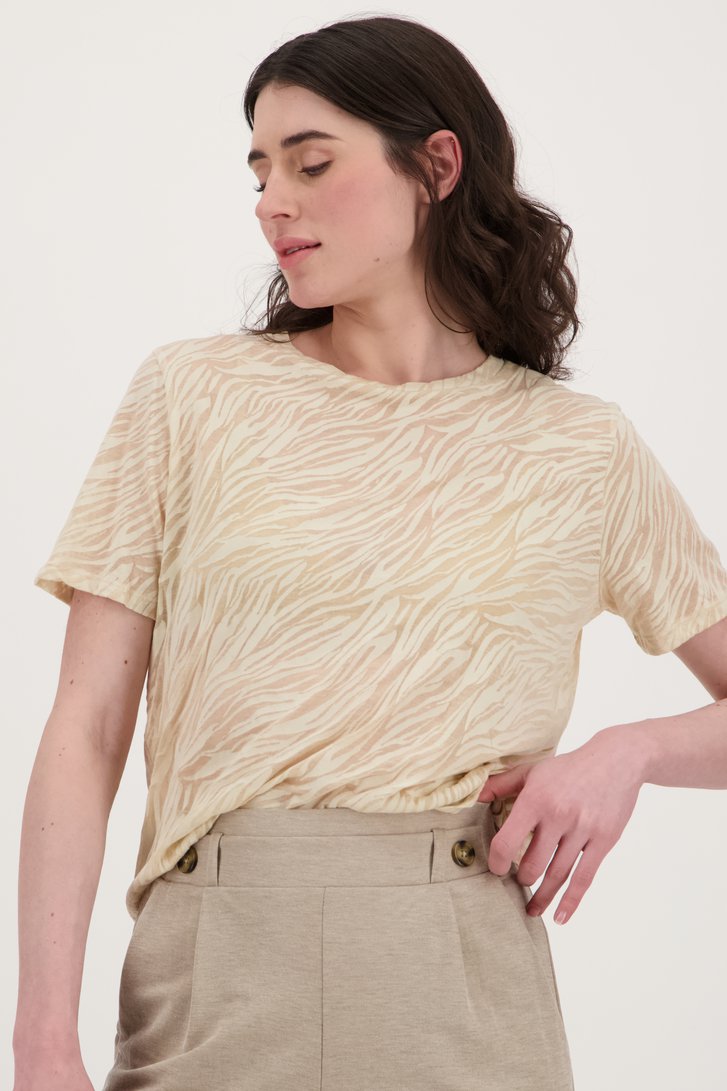 Le devant de T-shirt beige à motif zébré de JDY pour Femmes