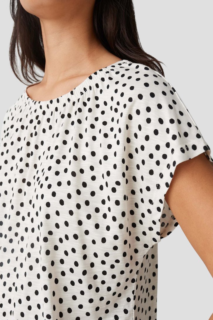T-shirt beige à pois noirs de Opus pour Femmes