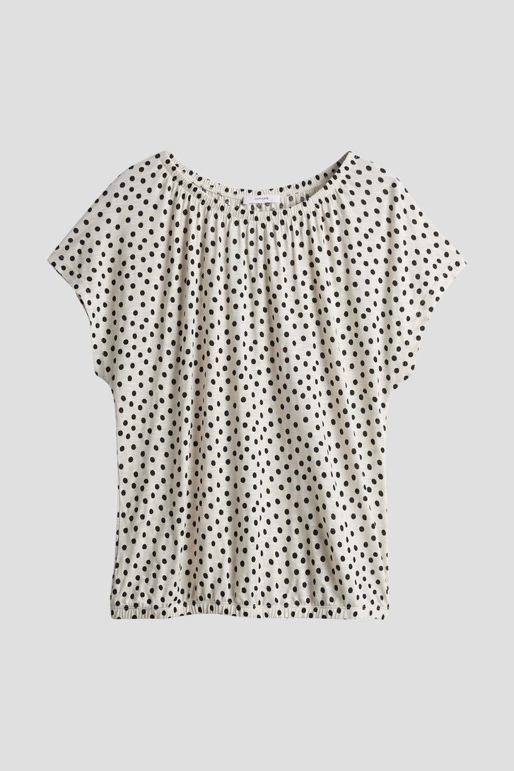 T-shirt beige à pois noirs de Opus pour Femmes