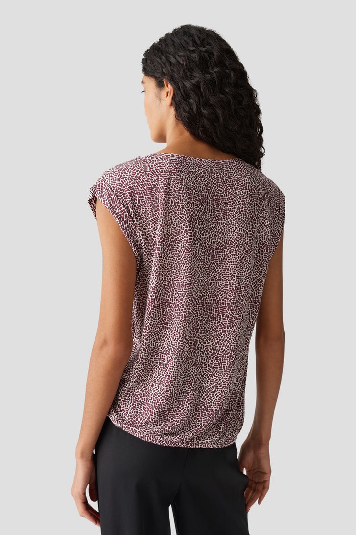 T-shirt beige clair avec imprimé bordeaux de Opus pour Femmes
