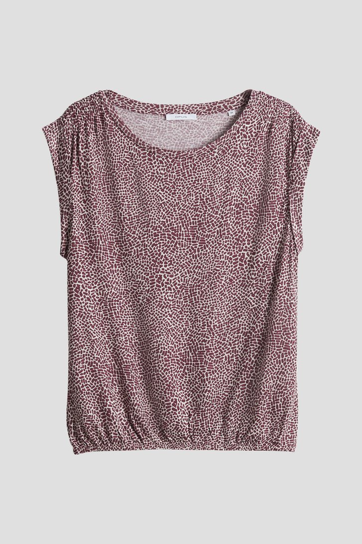 T-shirt beige clair avec imprimé bordeaux de Opus pour Femmes