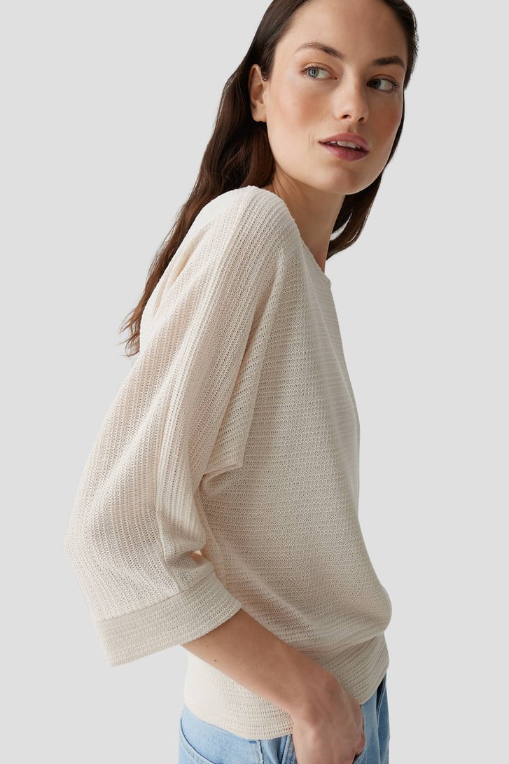 T-shirt beige en maille avec manches chauve-souris de Opus pour Femmes