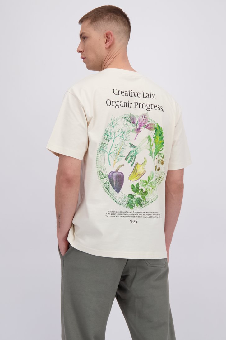 Le dos de T-shirt blanc à col rond et imprimé organique de Only & Sons pour Hommes