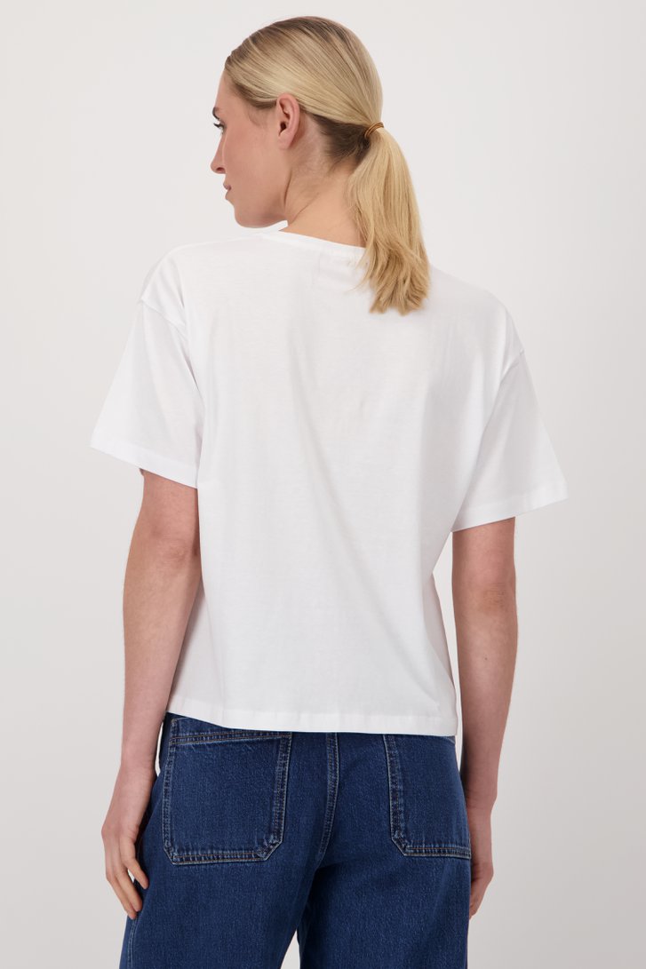 T-shirt blanc à col rond de Liberty Island pour Femmes