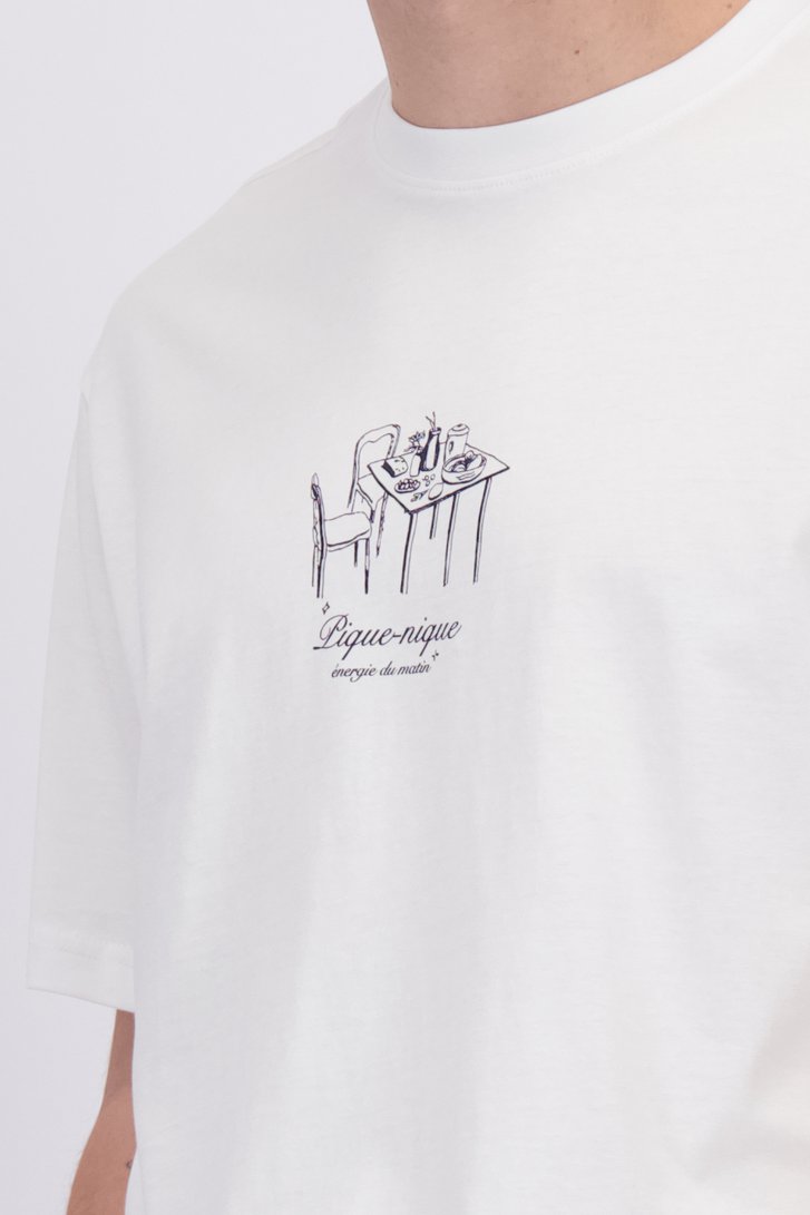 Détail de T-shirt blanc à col rond de Only & Sons pour Hommes