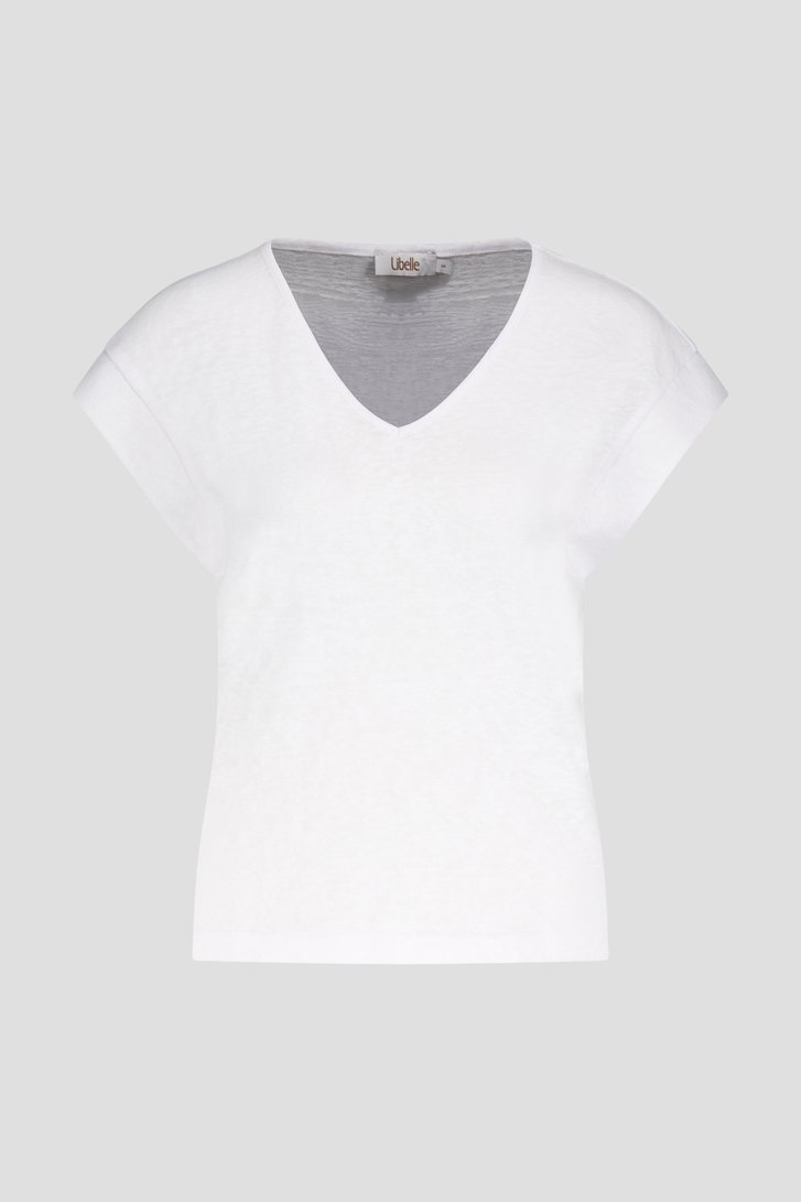 T-shirt blanc à col V de Libelle pour Femmes