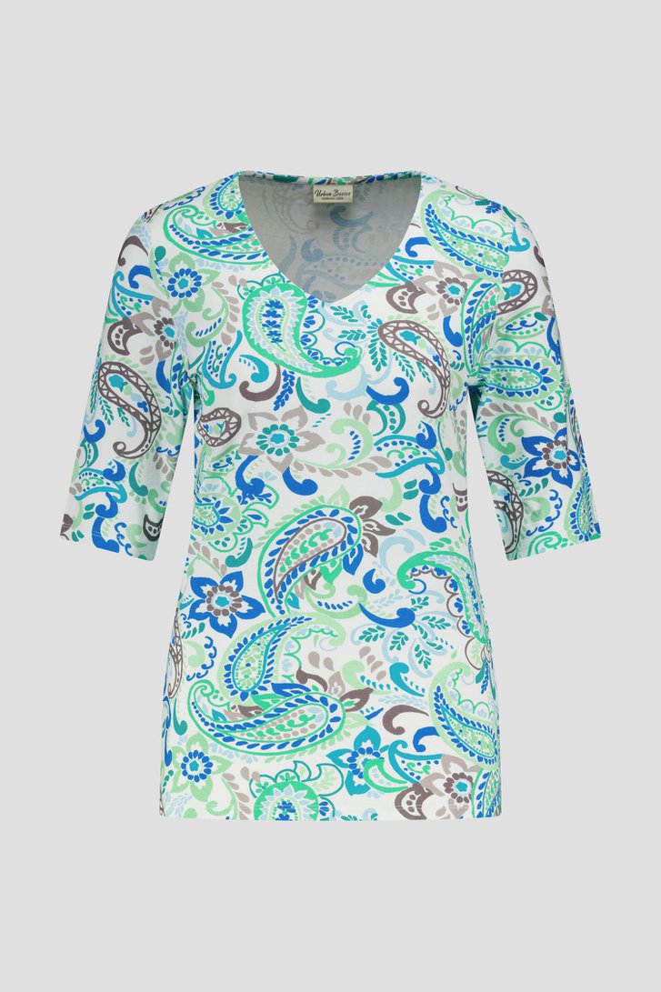 T-shirt blanc à imprimé cachemire et fleurs de Barbara Lebek pour Femmes