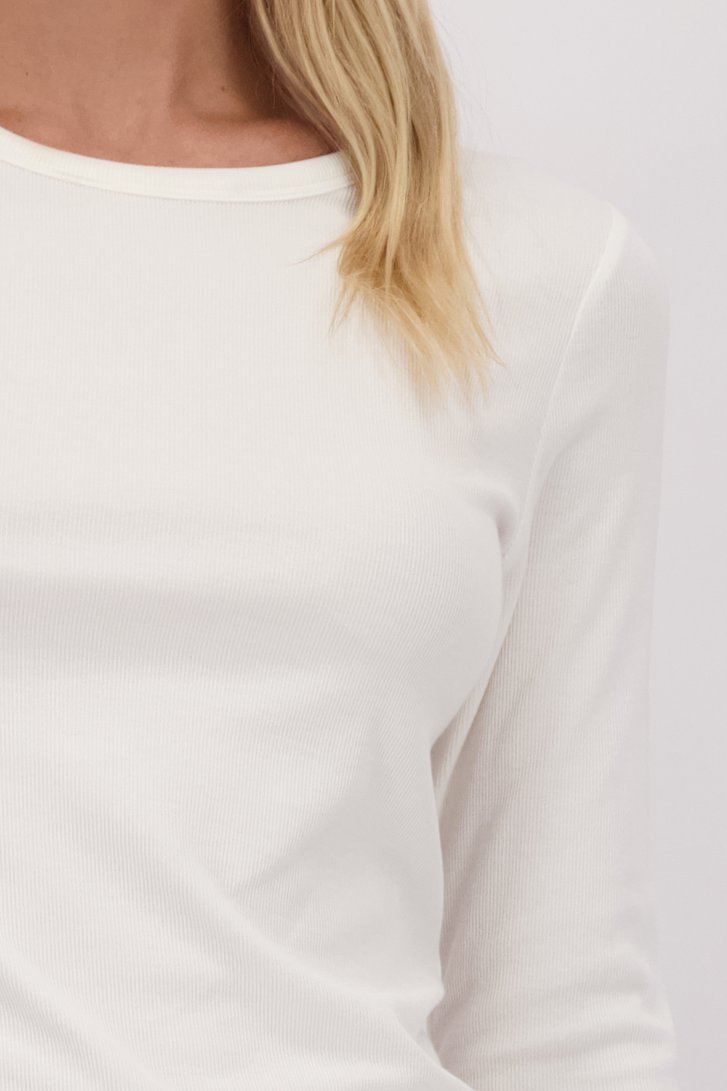 Détail de T-shirt blanc à manches longues de Liberty Island pour Femmes