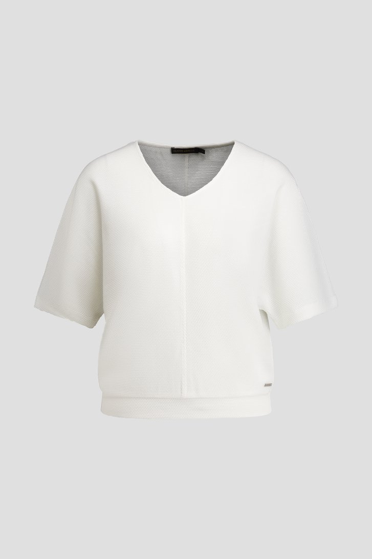 Photo produit 1 de T-shirt blanc à texture gaufrée de Claude Arielle pour Femmes
